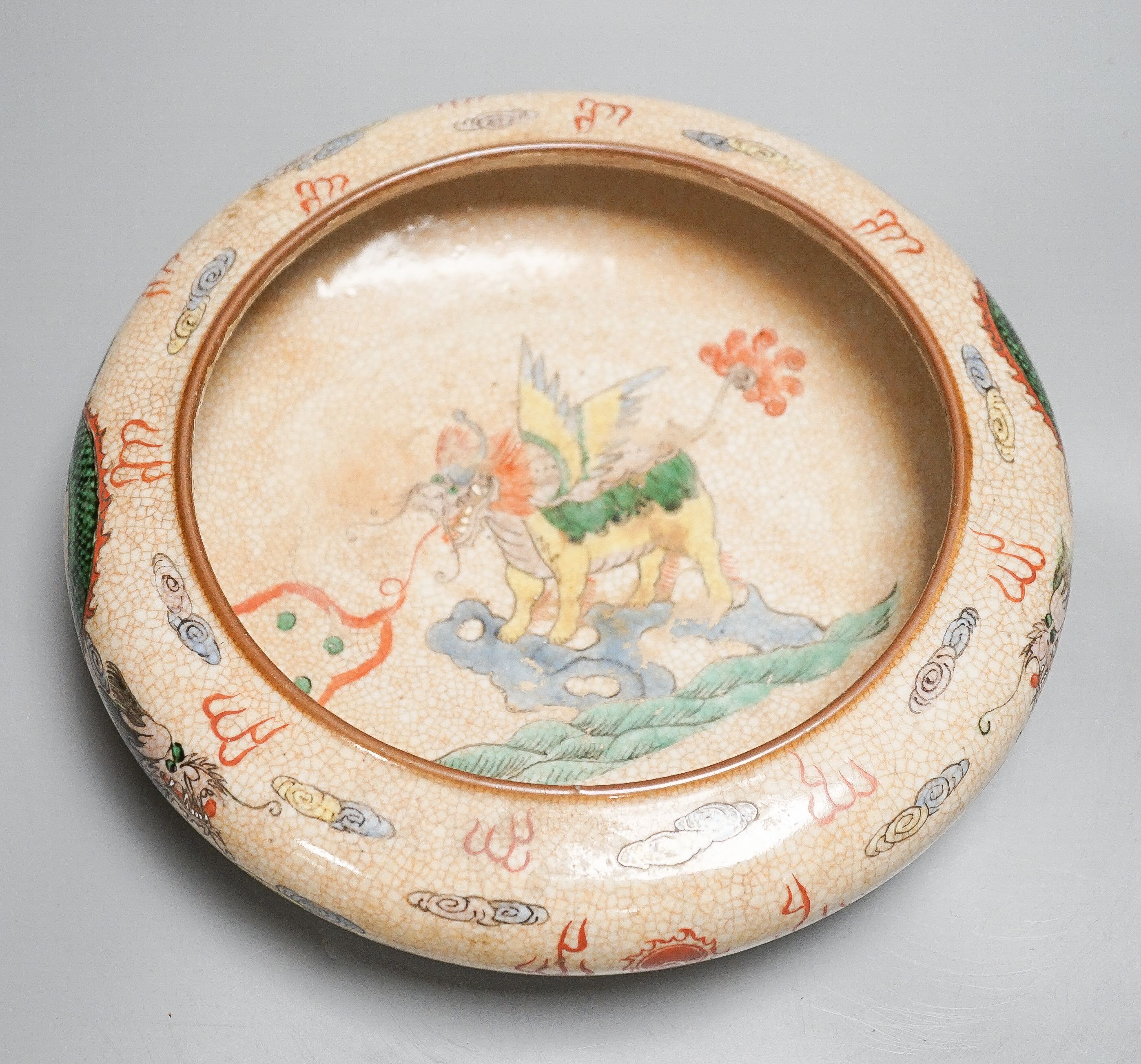 An early 20th century Chinese crackle glazed bowl or brushwasher 26cm